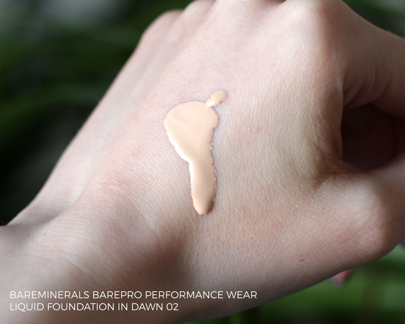 Bareminerals BarePro Performance Wear Liquid Foundation dawn 02 swatch